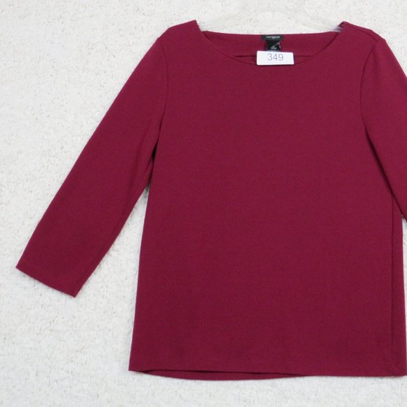 Ann‎ Taylor* Women's 3/4 Sleeve Pullover Crew Neck Blouse Size Medium ~ Burgundy - Picture 2 of 9